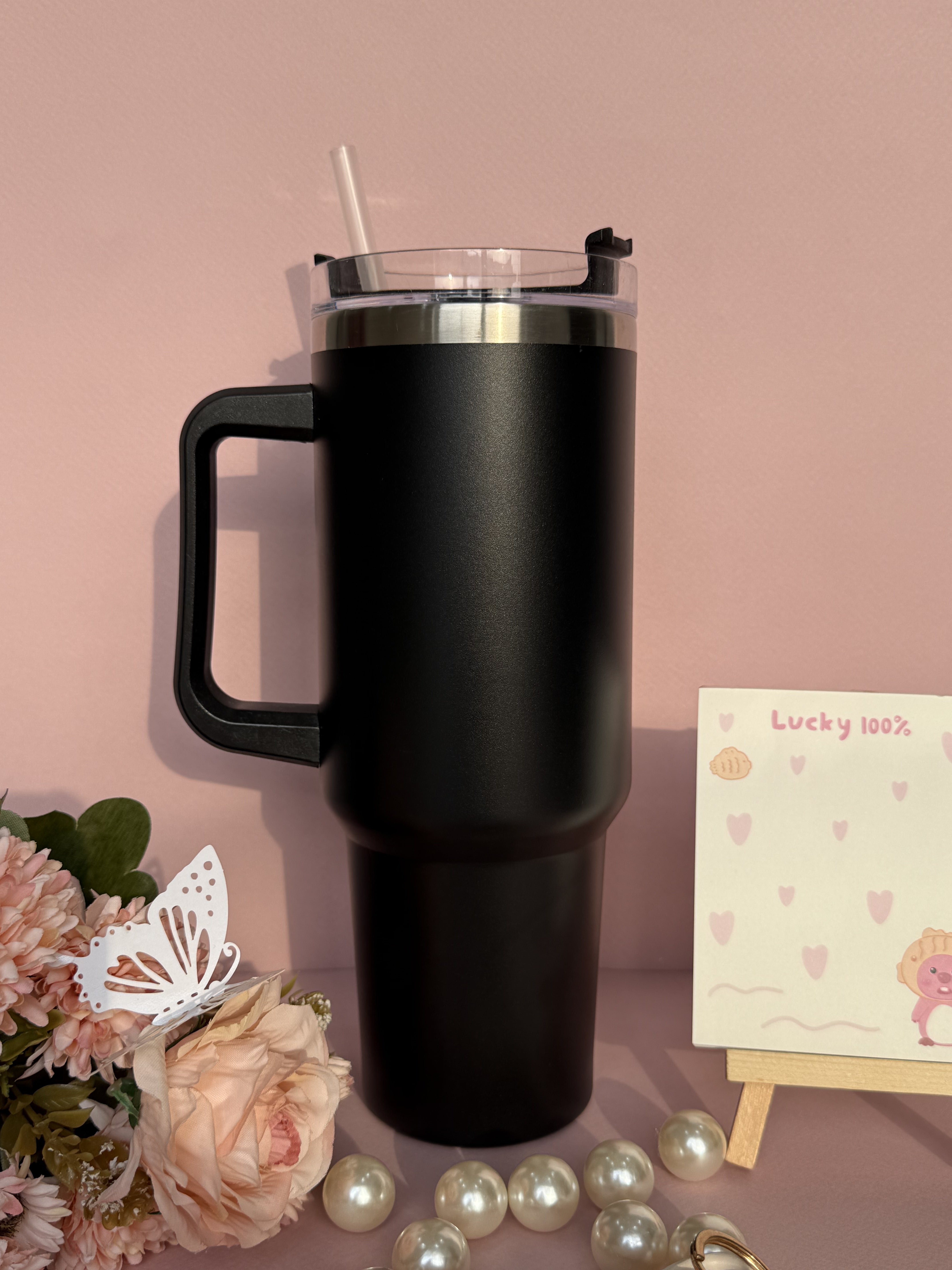 Classic Black Tumbler - "Midnight Hydration Hero"