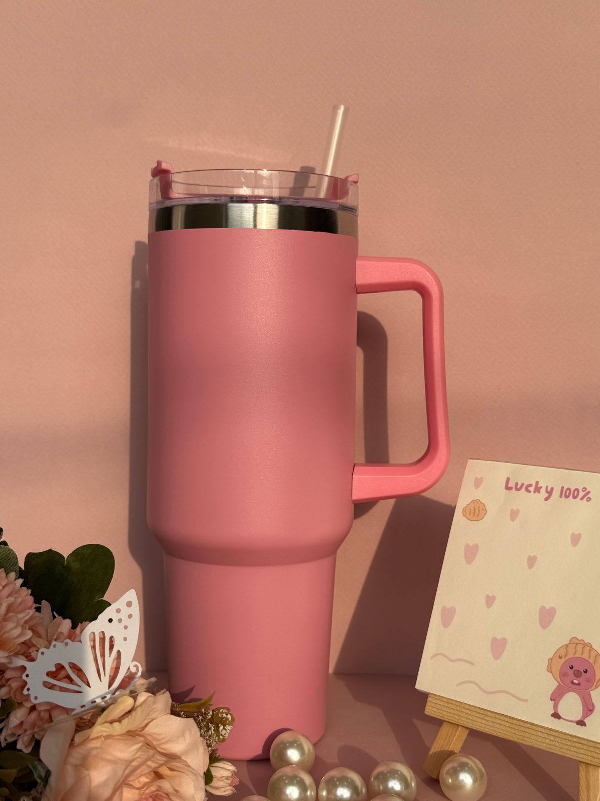 SOFT PINK TUMBLER – “SWEET SIPS SIDEKICK”